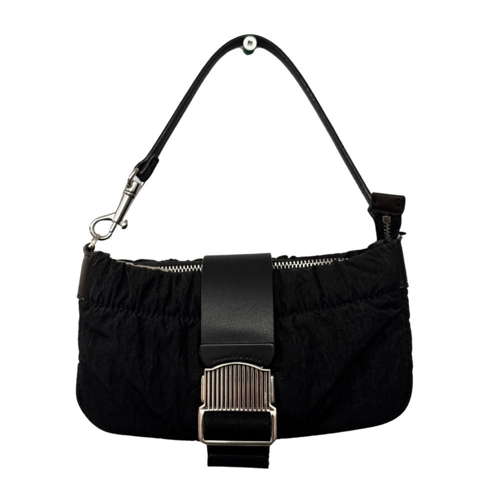 Charles & Keith Black Shoulder Bag with Silver Buckle